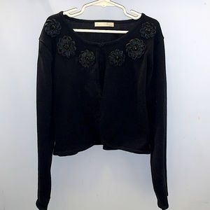 Black sweater/flower neckline-children’s large(14-16) ~Brand:American Princess